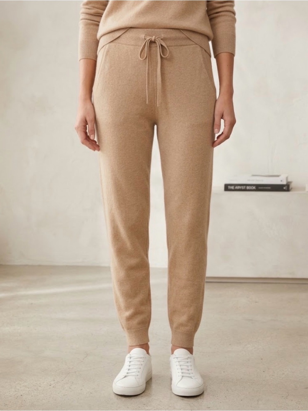 The Reset R Label Cashmere Wool Knit Joggers in Tan Size M